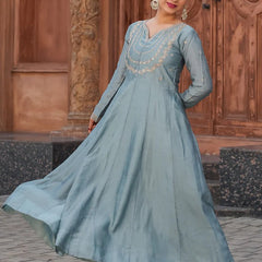Women's Royal Embroidered Flowy Kurta Set with Dupatta