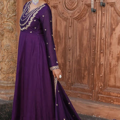 Women's Royal Embroidered Flowy Kurta Set with Dupatta