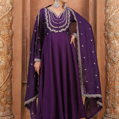 Women's Royal Embroidered Flowy Kurta Set with Dupatta