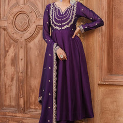 Women's Royal Embroidered Flowy Kurta Set with Dupatta