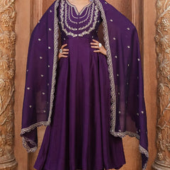 Women's Royal Embroidered Flowy Kurta Set with Dupatta