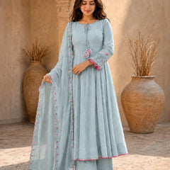 Elegant Anarkali Suit Set with Embroidered Dupatta