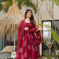 Maroon Rayon Suit Set