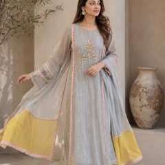 Elegant Embroidered Cotton Blend Kurta Set with Contrast Pink Dupatta