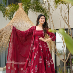 Maroon Rayon Suit Set