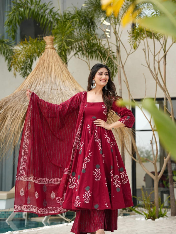 Maroon Rayon Suit Set