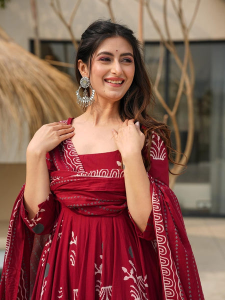 Maroon Rayon Suit Set