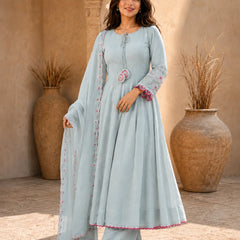 Elegant Anarkali Suit Set with Embroidered Dupatta