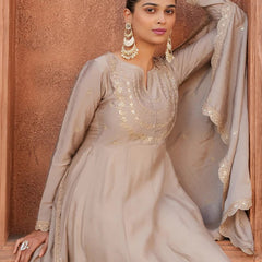 Women's Royal Embroidered Flowy Kurta Set with Dupatta