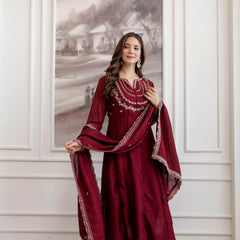 Women's Royal Embroidered Flowy Kurta Set with Dupatta