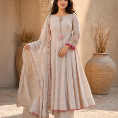 Elegant Anarkali Suit Set with Embroidered Dupatta