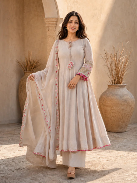 Elegant Anarkali Suit Set with Embroidered Dupatta