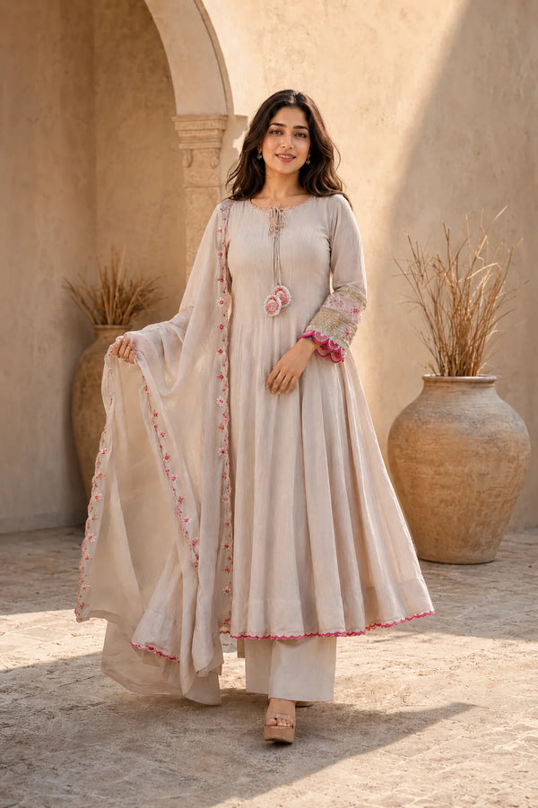 Elegant Anarkali Suit Set with Embroidered Dupatta