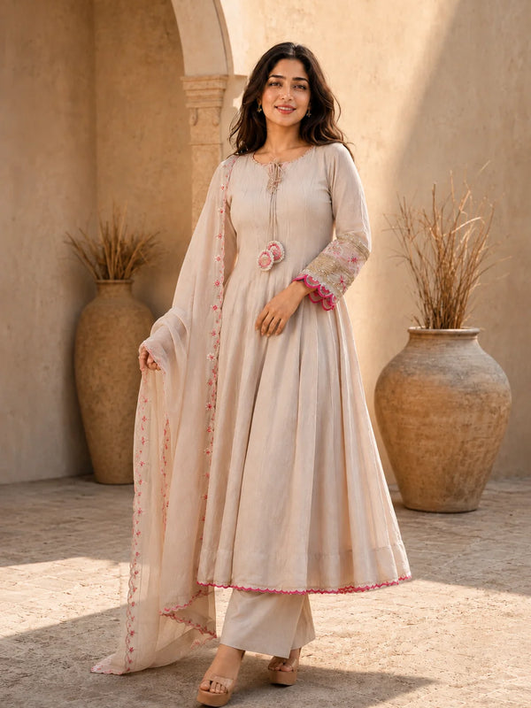 Elegant Anarkali Suit Set with Embroidered Dupatta