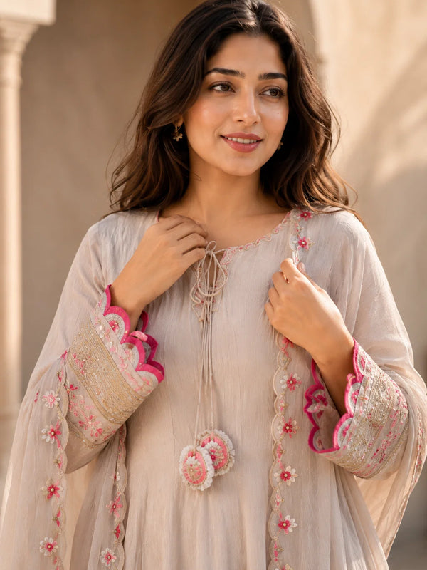 Elegant Anarkali Suit Set with Embroidered Dupatta