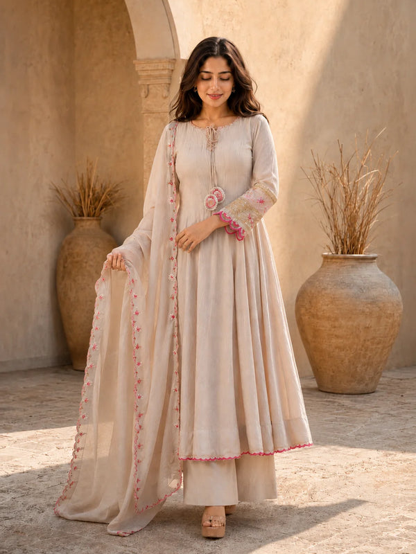Elegant Anarkali Suit Set with Embroidered Dupatta