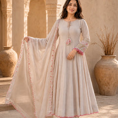 Elegant Anarkali Suit Set with Embroidered Dupatta