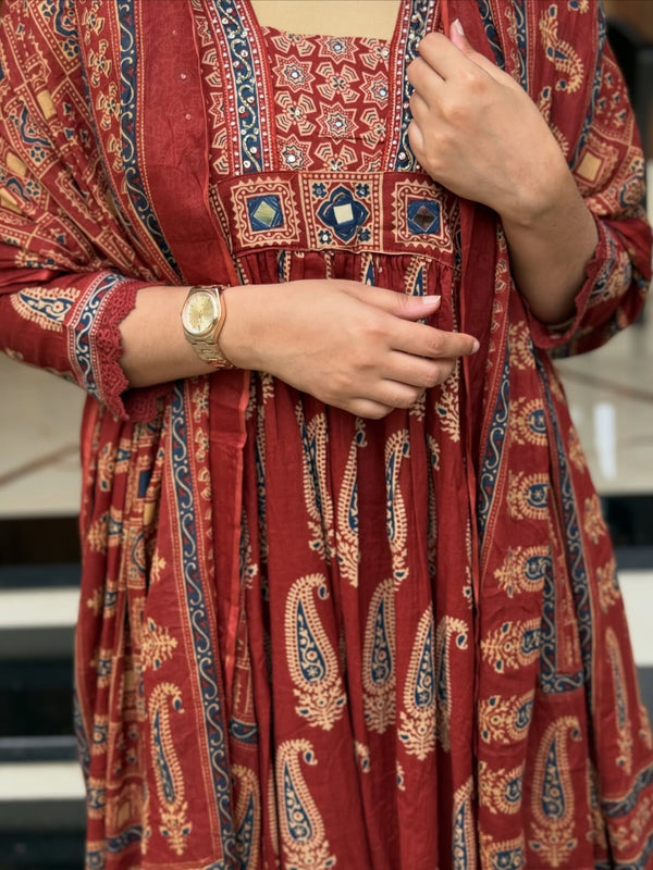 Women's Elegant Printed Cotton Kurta Set with Dupatta