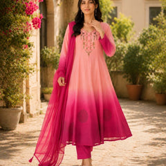 Elegant Pista to Green Embroidered Kurta Set with Dupatta