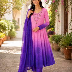 Elegant Pista to Green Embroidered Kurta Set with Dupatta