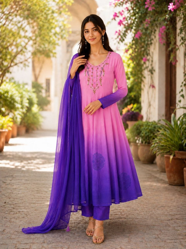 Elegant Pista to Green Embroidered Kurta Set with Dupatta
