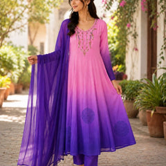 Elegant Pista to Green Embroidered Kurta Set with Dupatta
