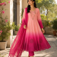 Elegant Pista to Green Embroidered Kurta Set with Dupatta