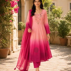 Elegant Pista to Green Embroidered Kurta Set with Dupatta