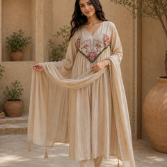 Embroidered Anarkali Suit Set with Dupatta