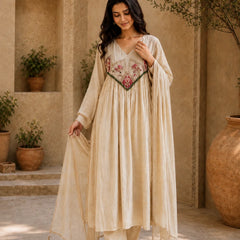 Embroidered Anarkali Suit Set with Dupatta