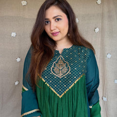Women's Coffee Brown Embroidered Anarkali Kurta Set with Dupatta