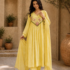 Embroidered Anarkali Suit Set with Dupatta