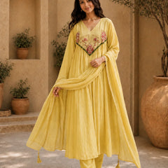 Embroidered Anarkali Suit Set with Dupatta