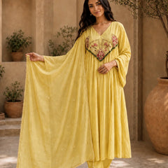 Embroidered Anarkali Suit Set with Dupatta