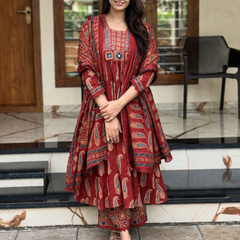 Women's Elegant Printed Cotton Kurta Set with Dupatta