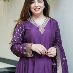 Regal Embroidered Anarkali Dress Set with Zari Dupatta