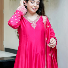 Regal Embroidered Anarkali Dress Set with Zari Dupatta