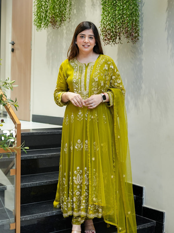 Reva Hand Embroidered Anarkali Set