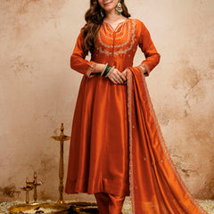 Women's Royal Embroidered Flowy Kurta Set with Dupatta