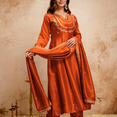 Women's Royal Embroidered Flowy Kurta Set with Dupatta