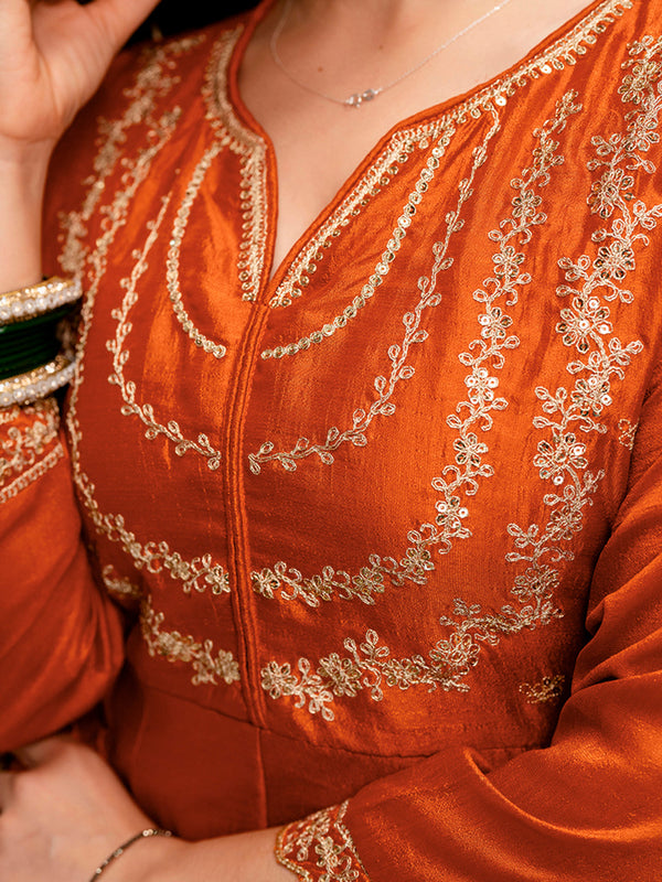Women's Royal Embroidered Flowy Kurta Set with Dupatta