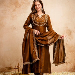 Women's Royal Embroidered Flowy Kurta Set with Dupatta