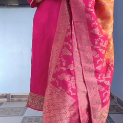 Fuchsia Pink Embroidered Silk Salwar Suit with Banarasi Silk Dupatta