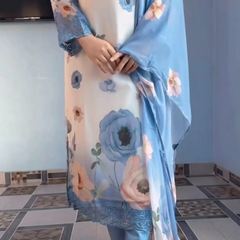 Elegant Floral Print Chiffon Salwar Kameez Set