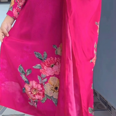 Elegant Deep Blue Floral Printed Anarkali Suit Set with Dupatta