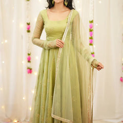 Pastel Green Premium Designer Anarkali Set