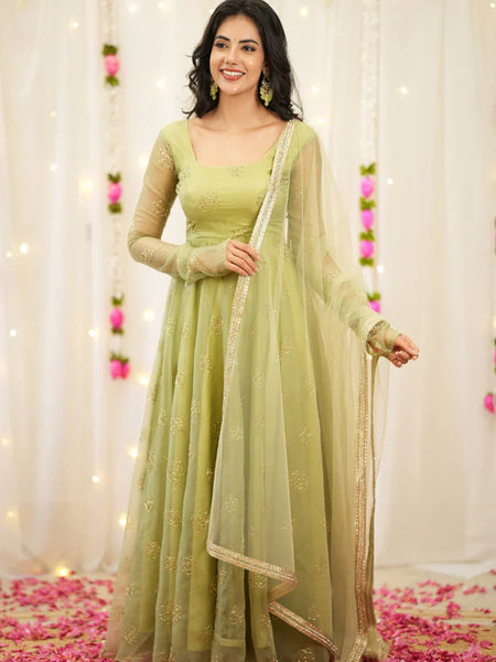 Pastel Green Premium Designer Anarkali Set