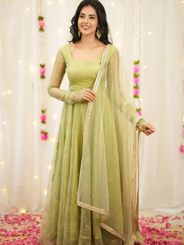 Pastel Green Premium Designer Anarkali Set