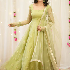 Pastel Green Premium Designer Anarkali Set