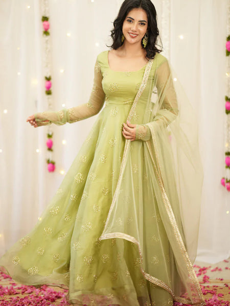 Pastel Green Premium Designer Anarkali Set